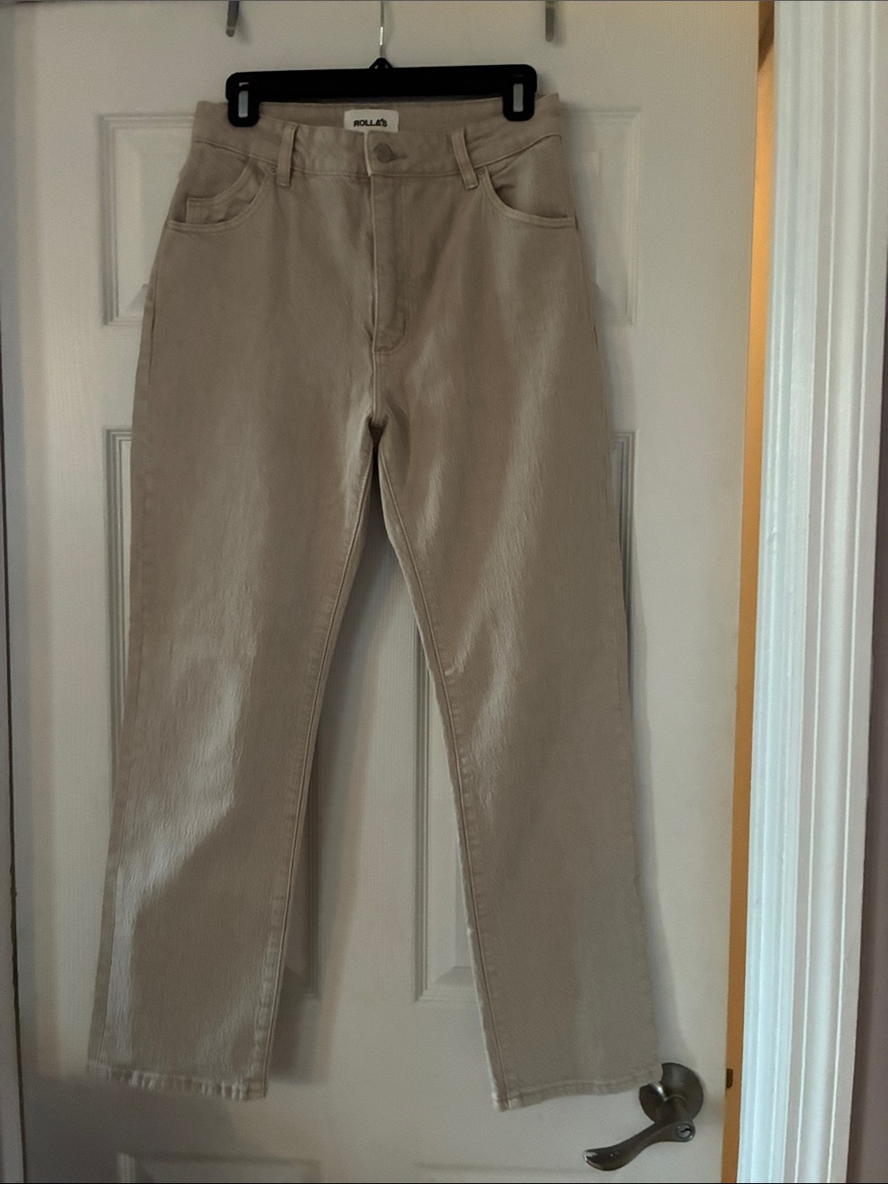 Rollas Straight-Leg Jeans in Light Beige